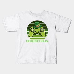 Gamerchaun Irish Gaming St Patrick's Day Boys Men Gamer Retro Design Kids T-Shirt